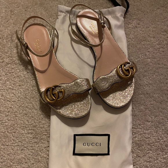 Gucci Marmont Leather Double G Sandals - Picture 2 of 4